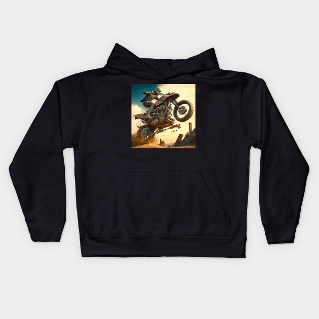 Dirt bike stunt cgi style Kids Hoodie by KoolArtDistrict